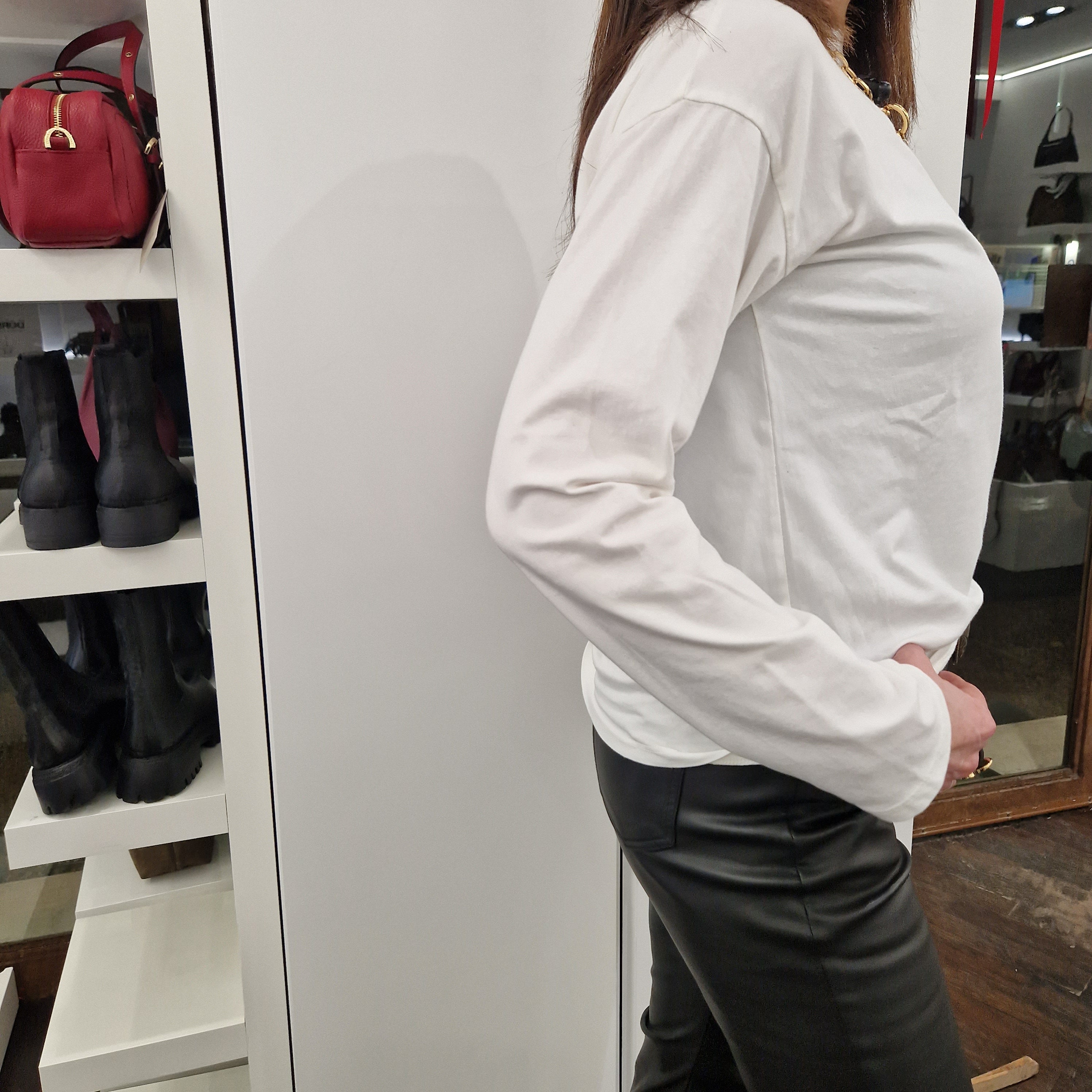 KIKISIX t-shirt bianca  maniche lunghe