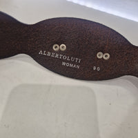 Alberto Luti cintura in pelle oro con fibbia argento con turchese