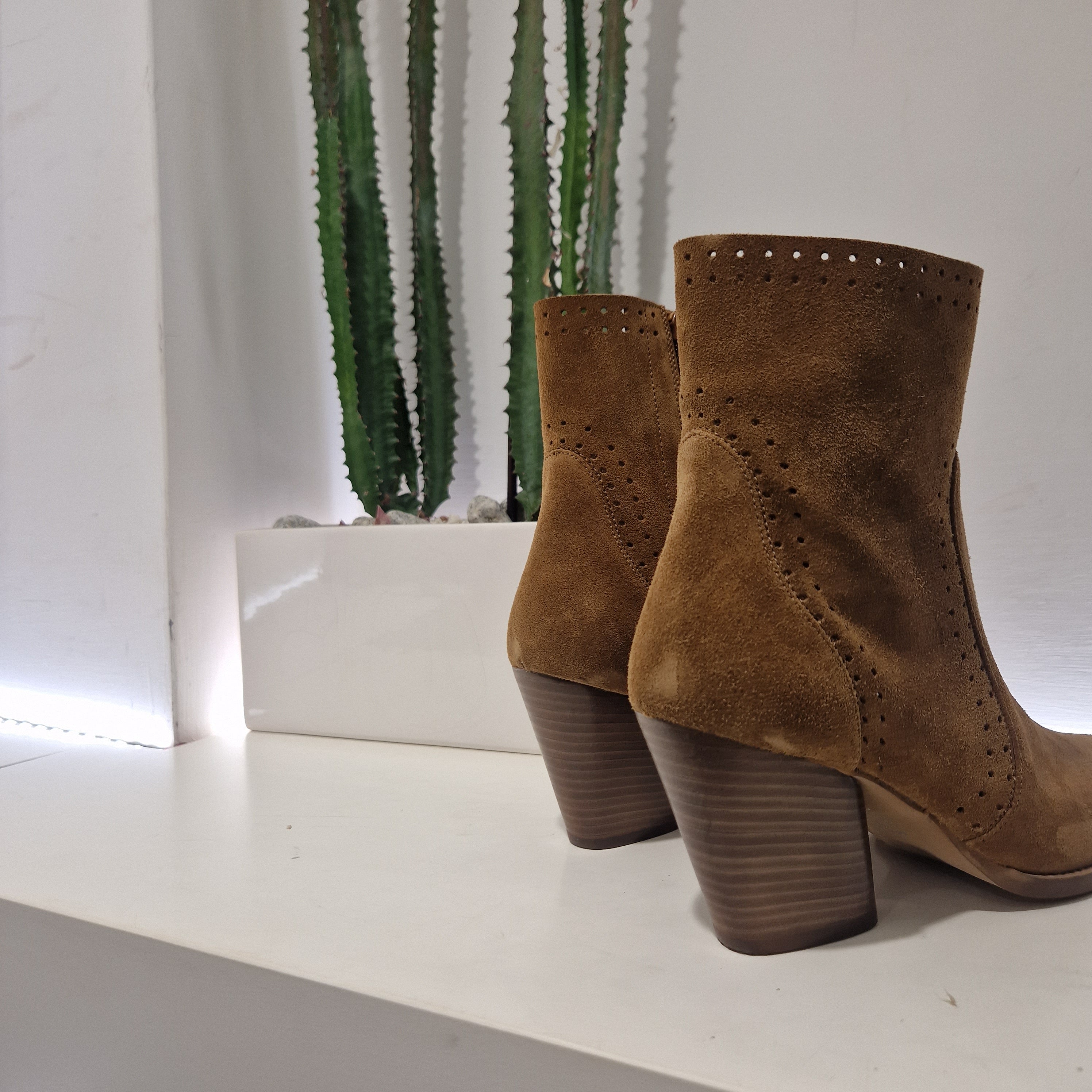 ENJOY stivaletto texano scamosciato color cuoio