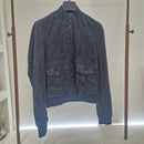 Giacca modello bomber vera pelle scamosciata BLU