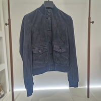 Giacca modello bomber vera pelle scamosciata BLU