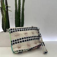 Marc Ellis pochette in tessuto variate righe fondo panna