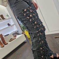 pantalone jeans sfrangiato grigio scuro