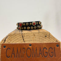 Campomaggi bracciale nero con corallo e  borchie oro