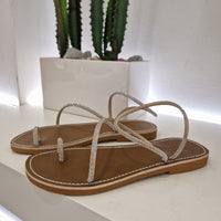Le Salentine sandalo infradito strass platino