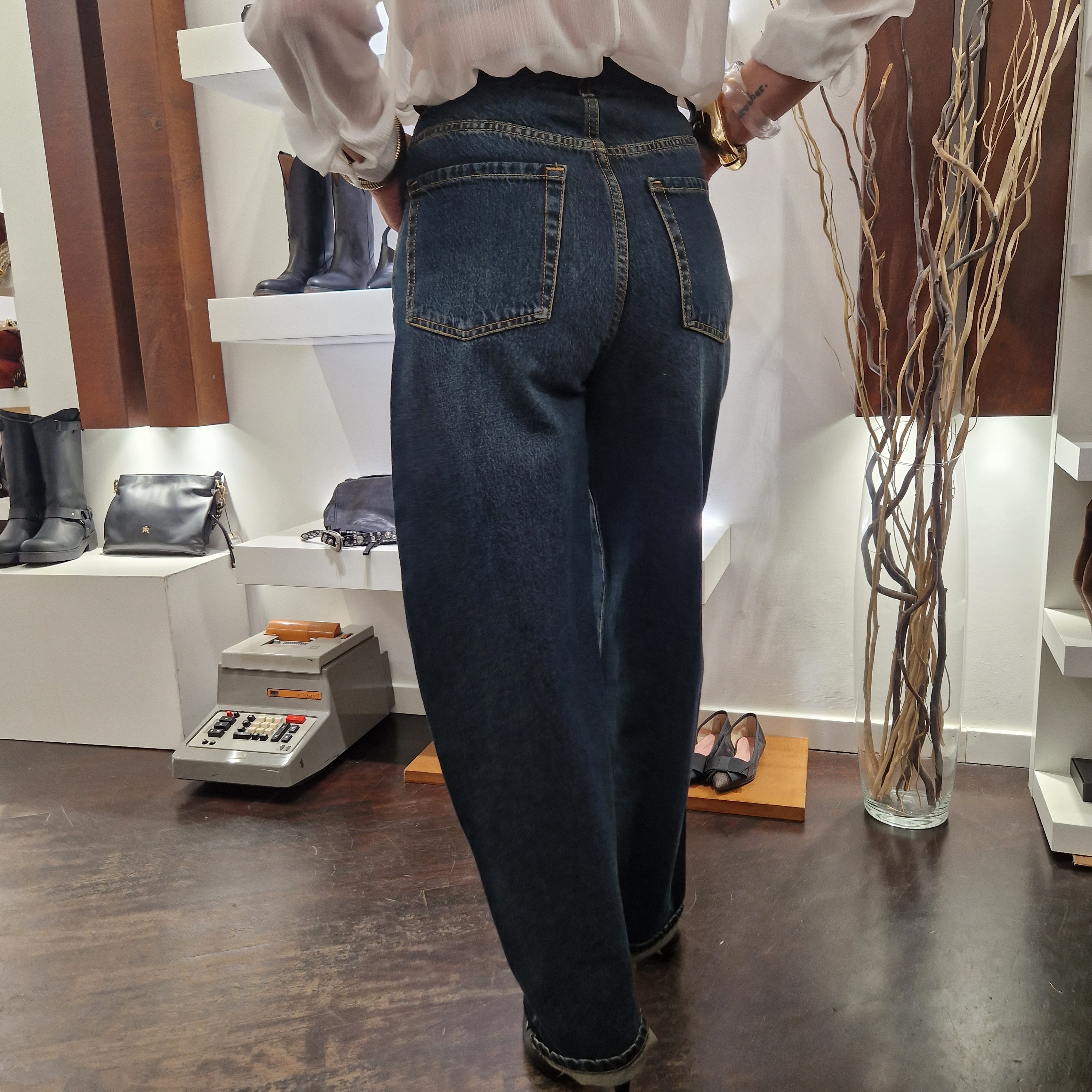 KIKISIX pantalone jeans baloon scuro