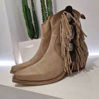 METISSE stivaletto texano SUEDE beige tacco 50
