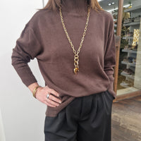 KIKISIX maglia BOTTONI GIOIELLO collo alto