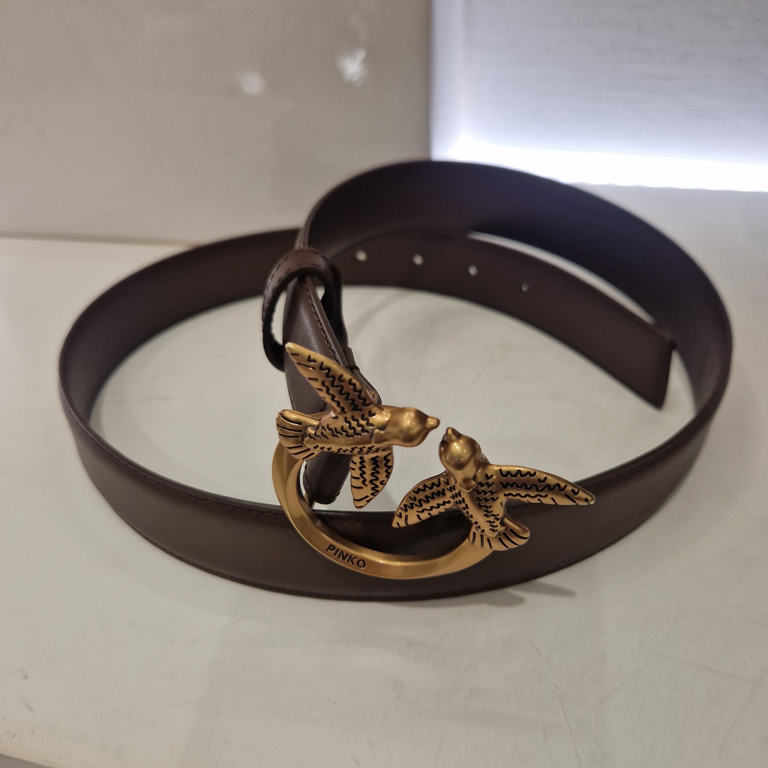 PINKO cintura 3 cm color marrone fibbia color oro