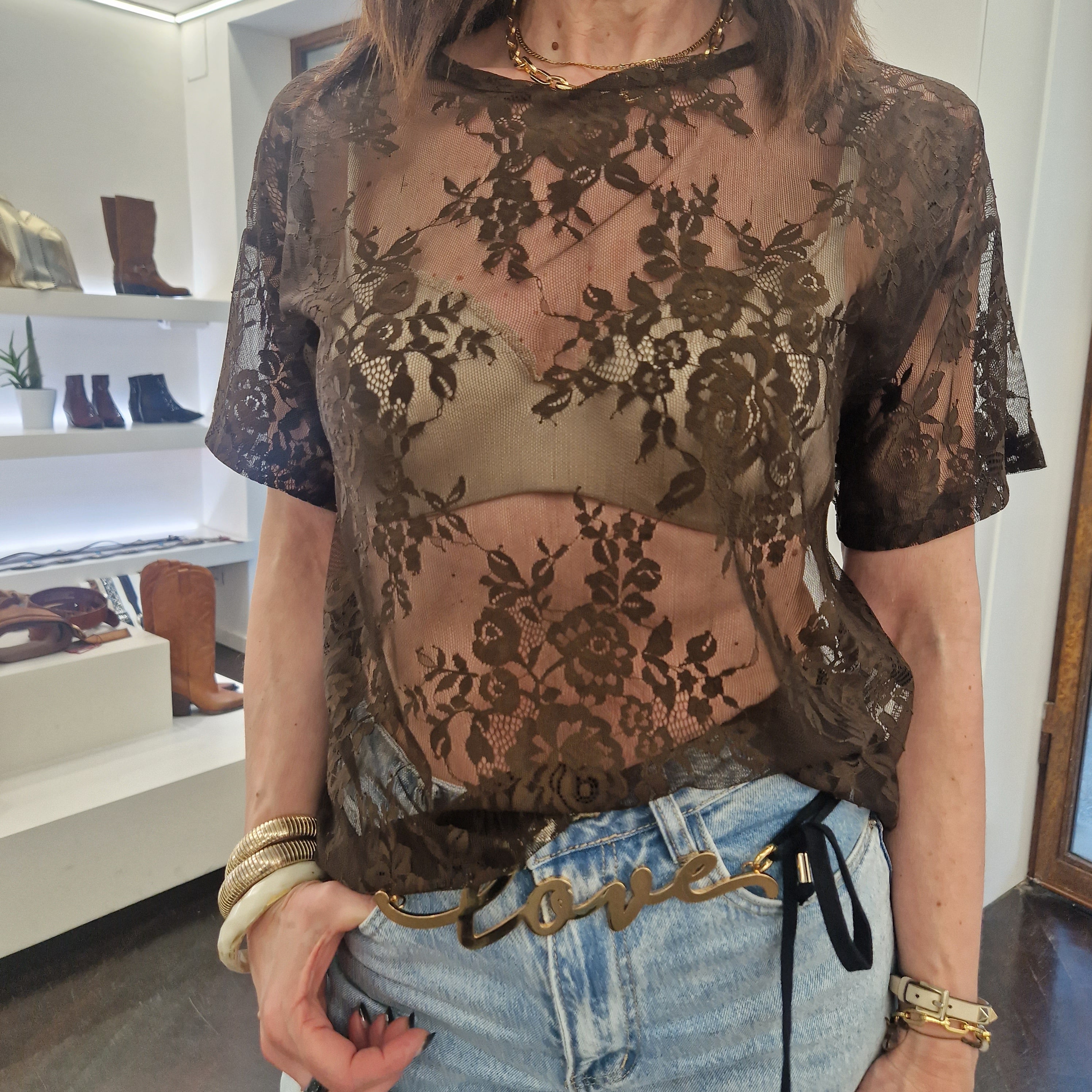 Kikisix t-shirt in pizzo t.moro