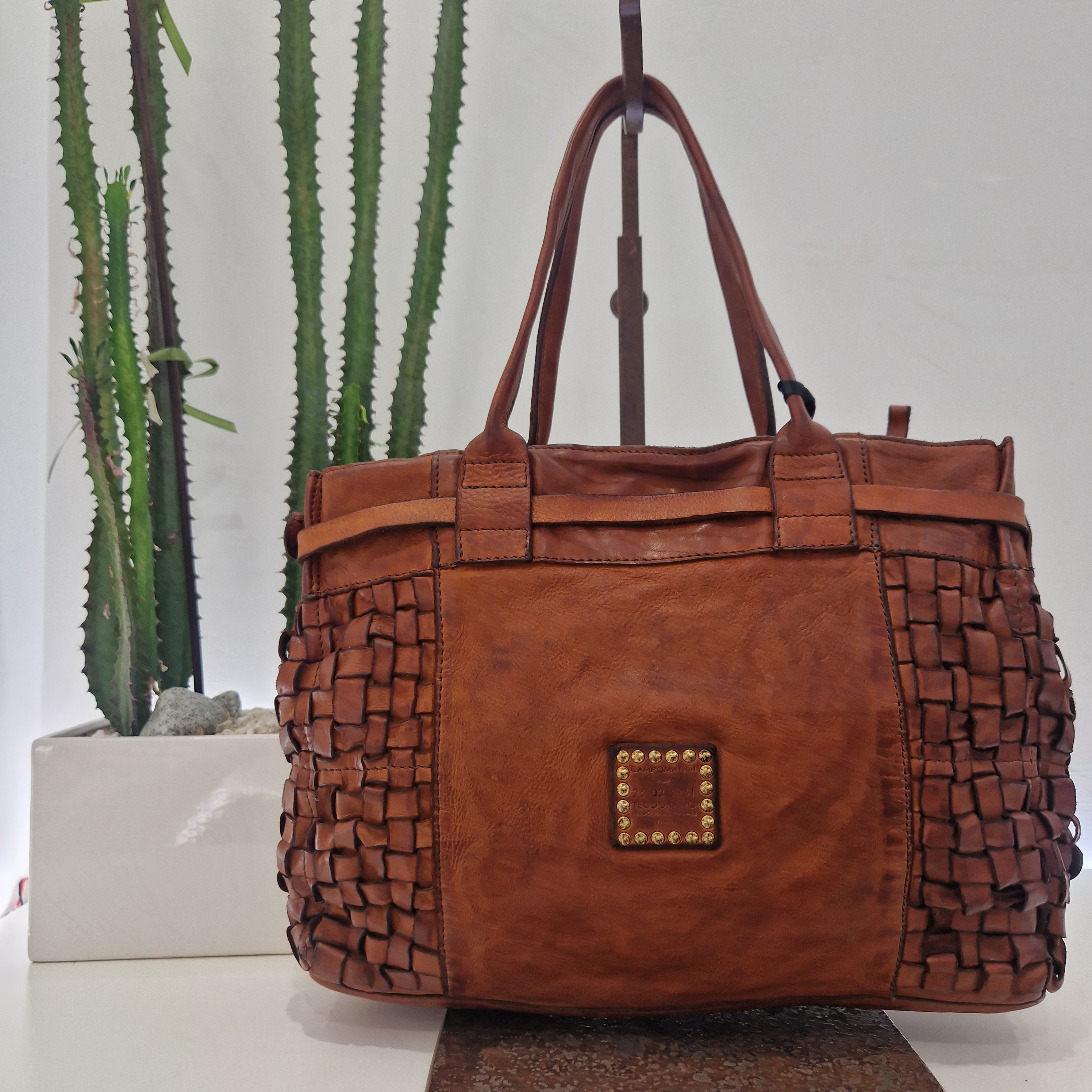 Campomaggi borsa linea PENELOPE intrecciata color cuoio