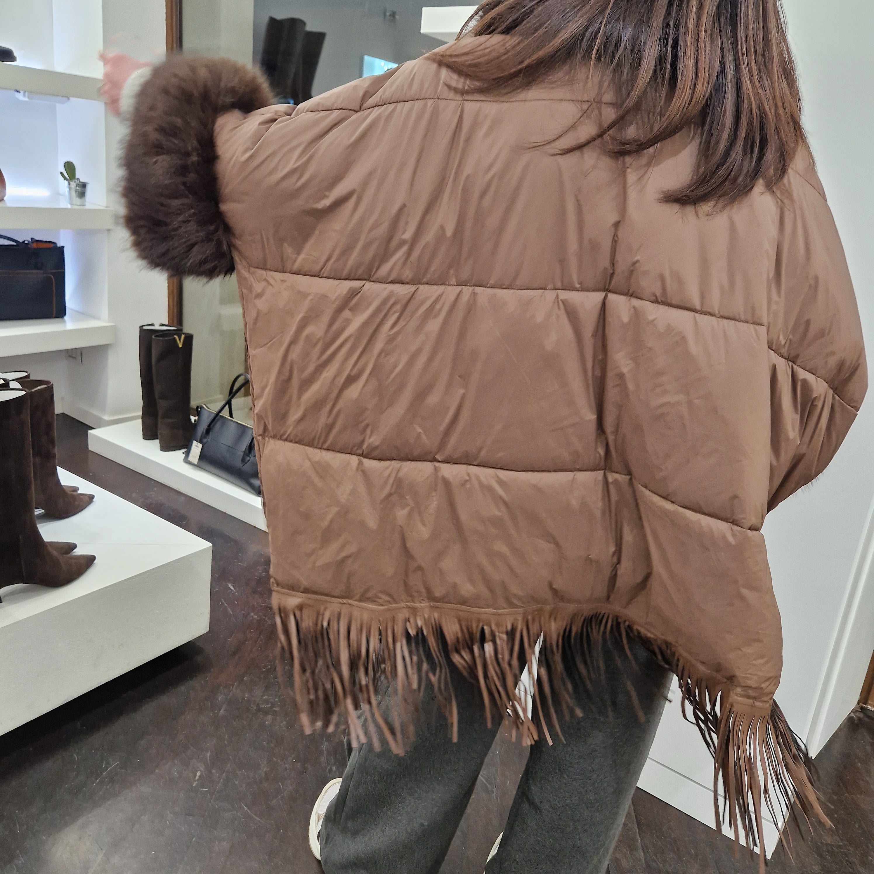 Mantella PIUMINO con bordo ecopelliccia