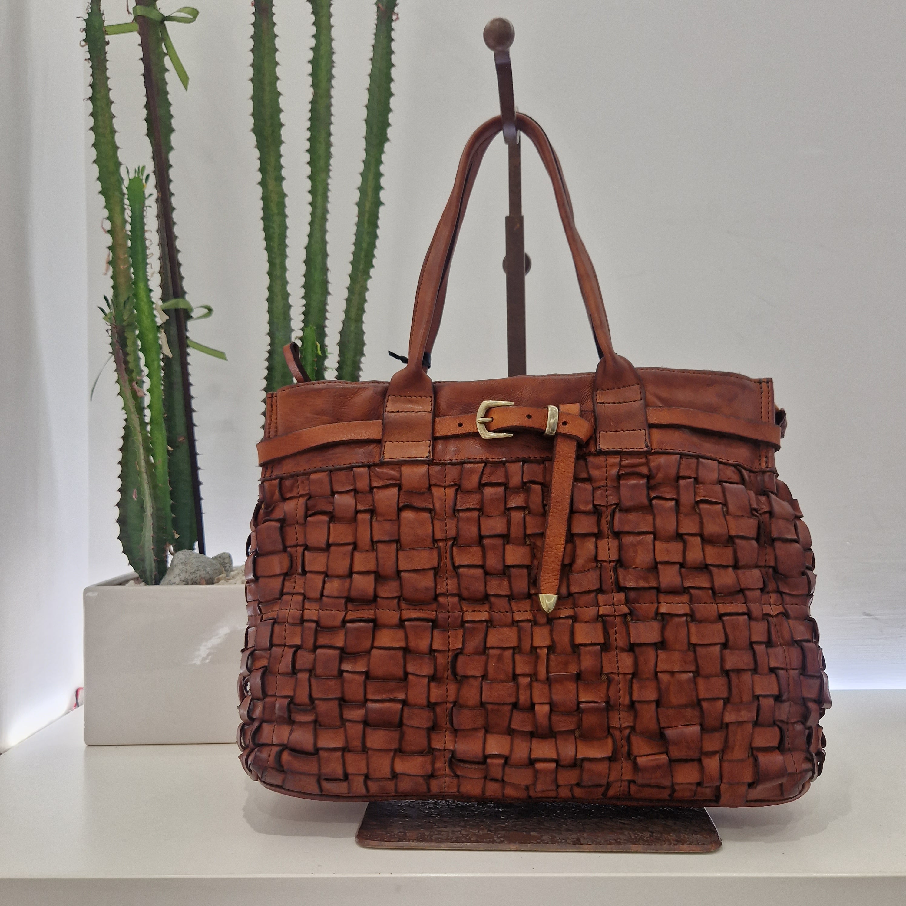 Campomaggi borsa linea PENELOPE intrecciata color cuoio