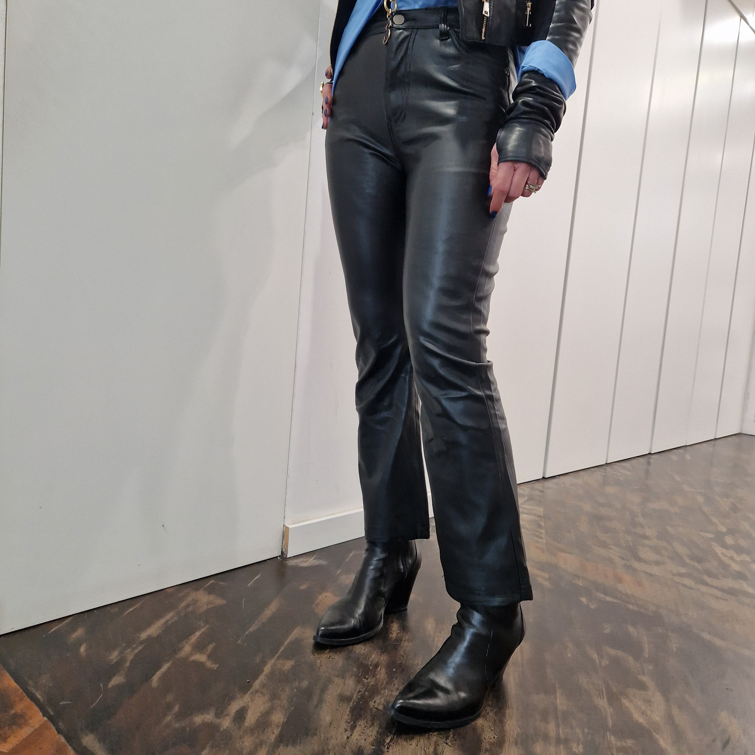 Pantalone ecopelle nero