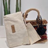 Afar borsa intrecciata a mano KEISHA dimensione piccola multirighe