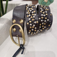 Campomaggi  cintura disegno laser color t.moro rivetti oro/argento