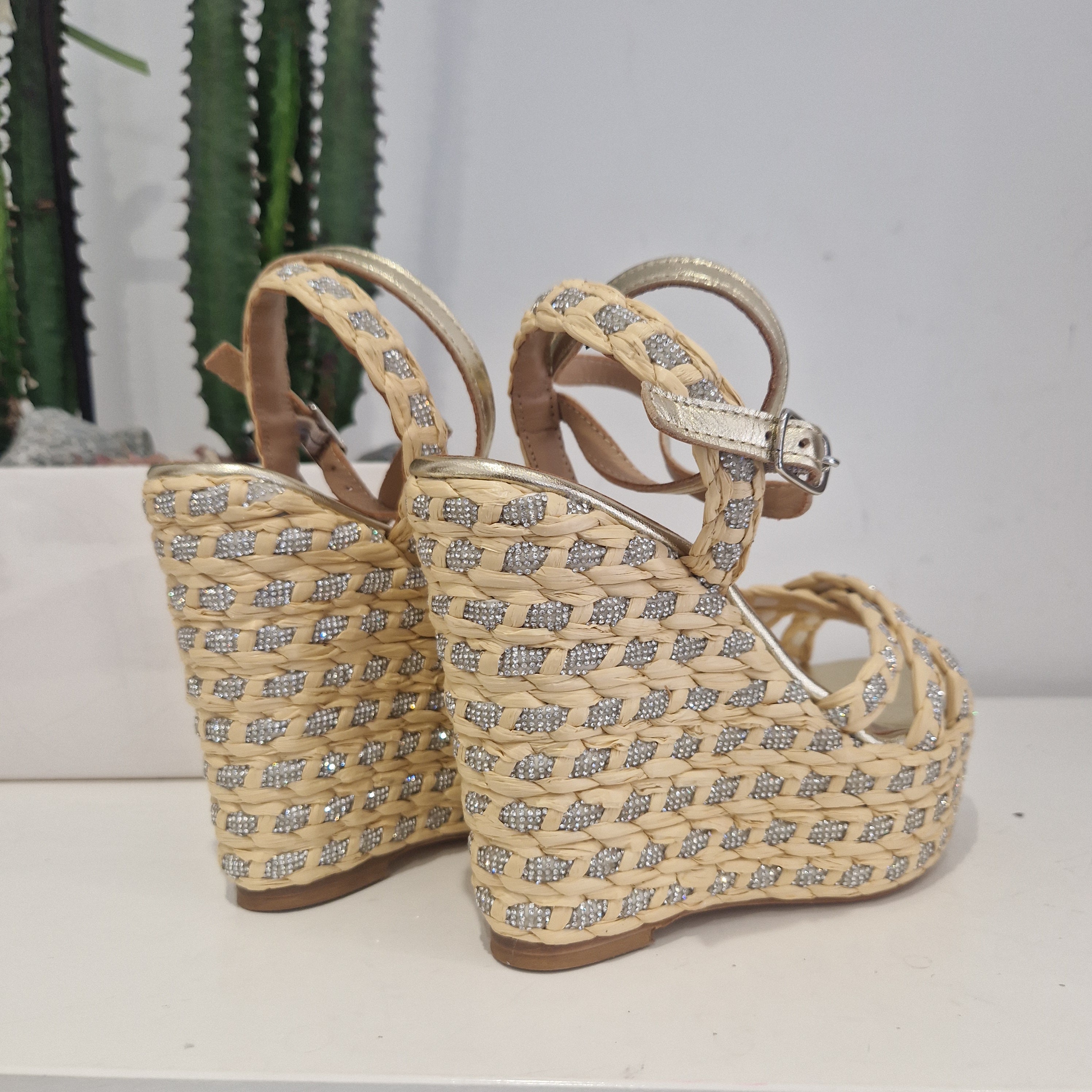 Fiorina sandalo JESS zeppa 100 beige/argento