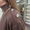 KIKISIX maglia BOTTONI GIOIELLO collo alto