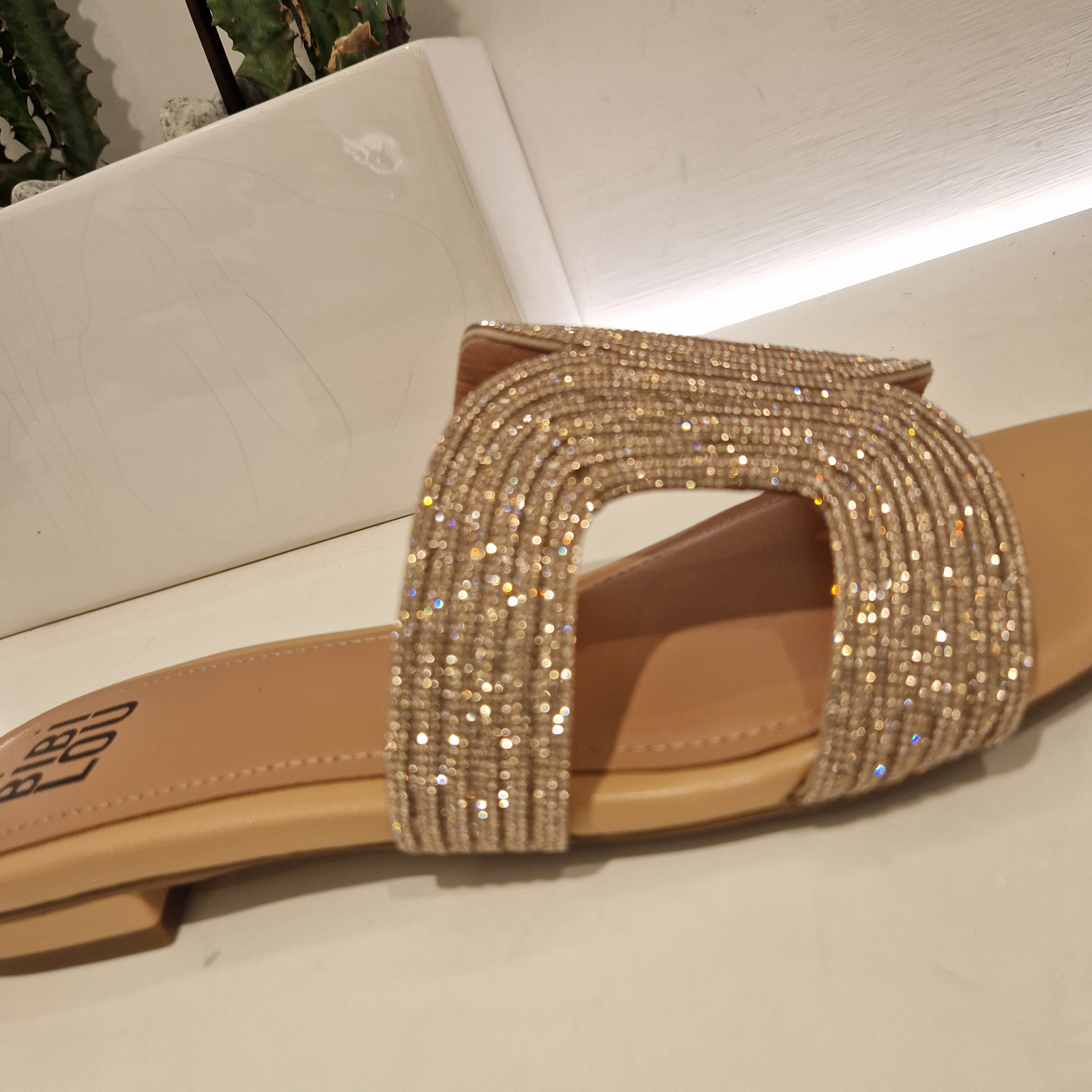 Bibilou ciabatta STRASS color cipria tacco 2 cm