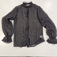 Kikisix camicia trasoarente nera POLLY con rouge sulla manica
