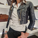 Short real leather jacket