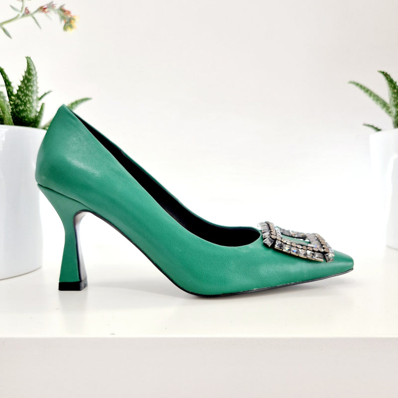 Bibilou decollete strass verde prato