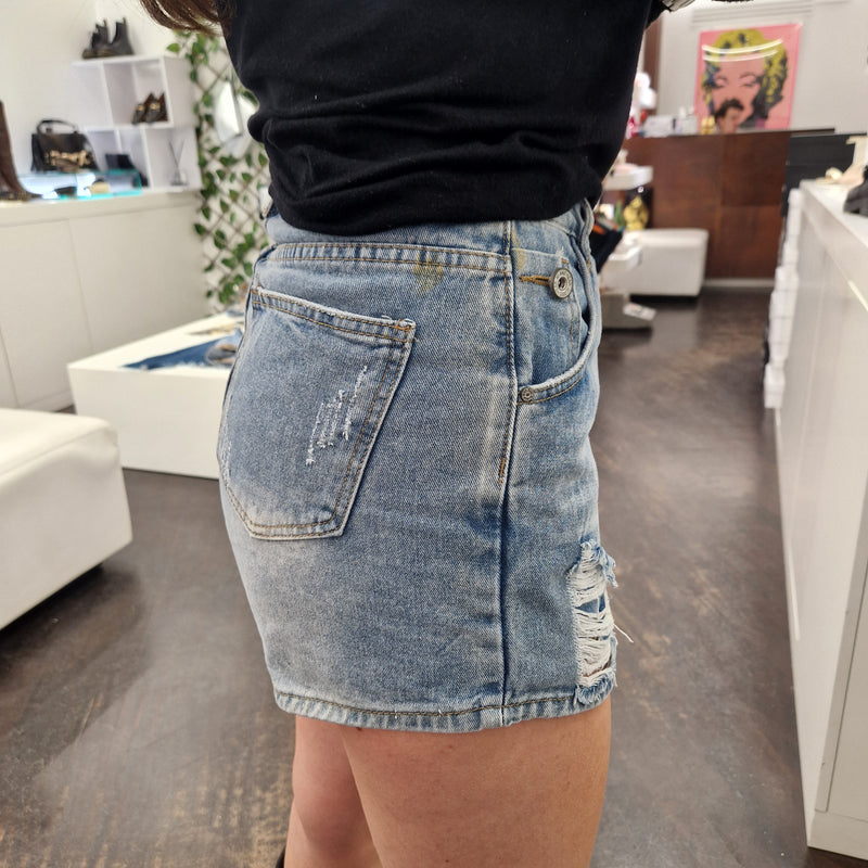 Pantaloncino short  jeans effetto used