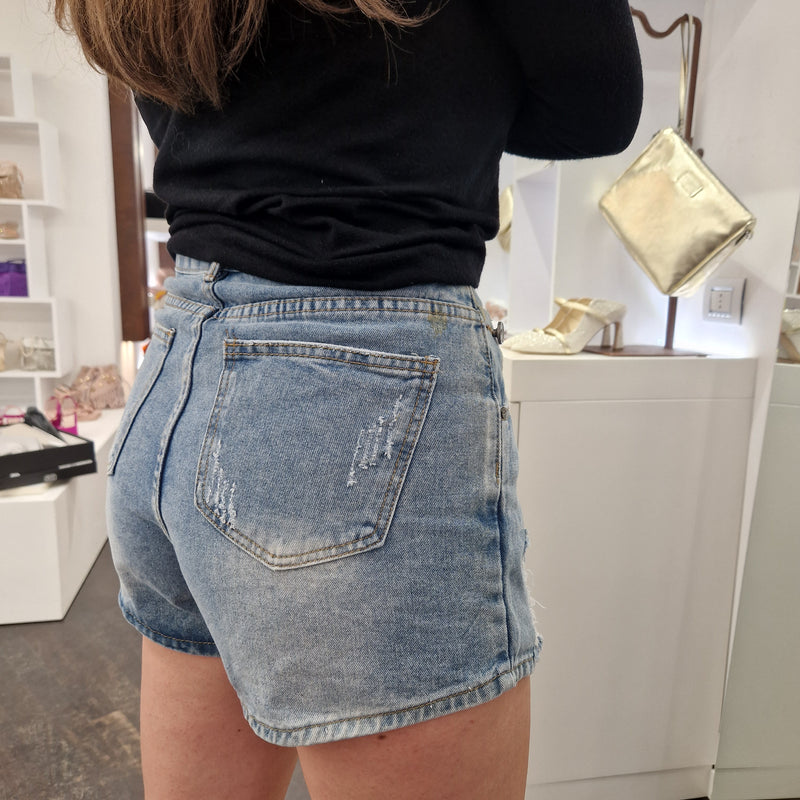 Pantaloncino short  jeans effetto used