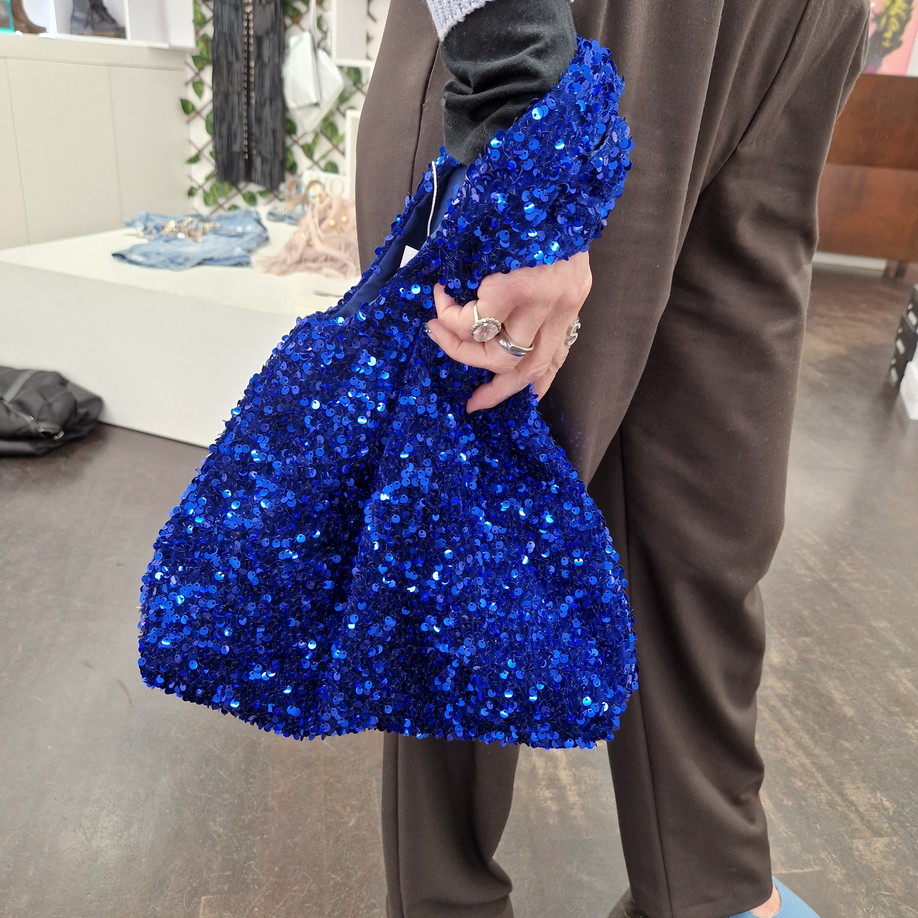 Blue clutch bag