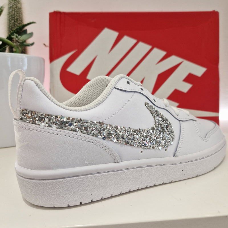 Nike Custom baffo glitter argento