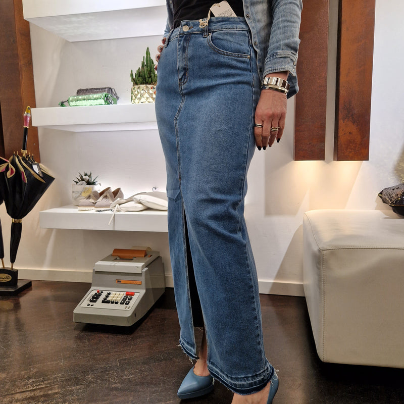 Gonna lunga denim lavaggio medio