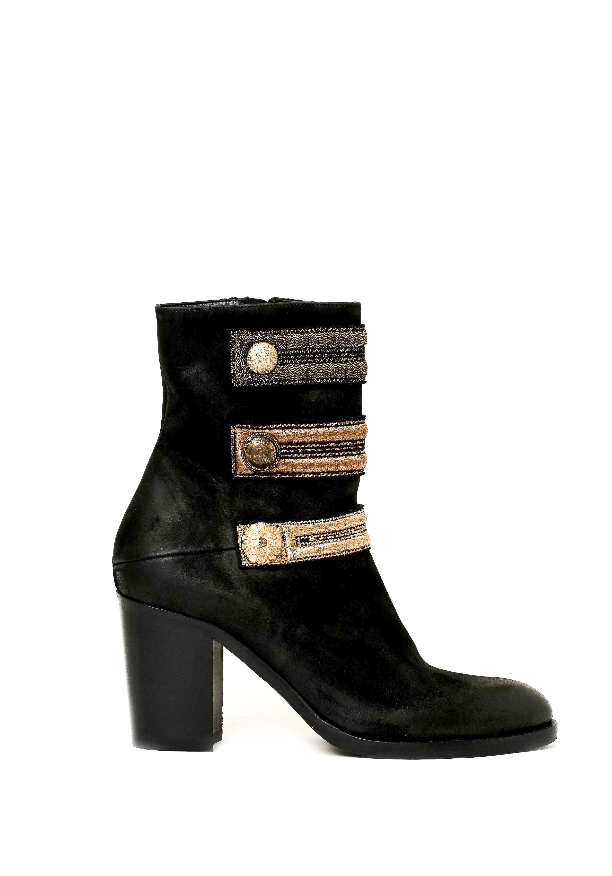 Bryan Blake gold button ankle boot