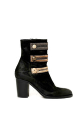 Bryan Blake gold button ankle boot