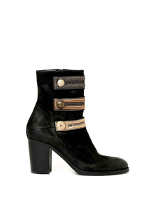 Bryan Blake gold button ankle boot