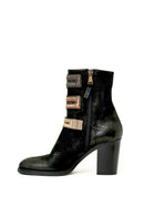 Bryan Blake gold button ankle boot