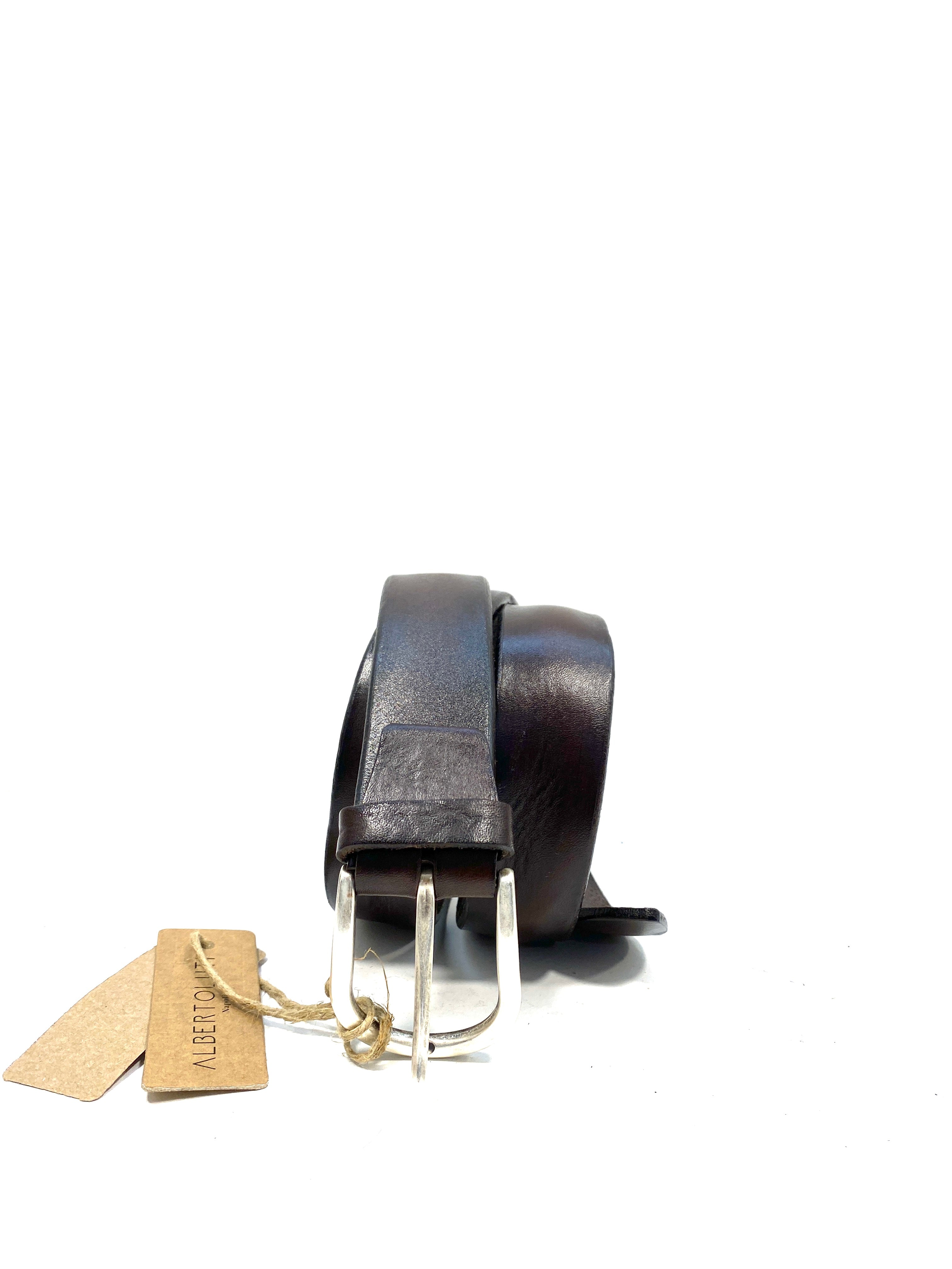 Alberto Luti dark brown leather belt